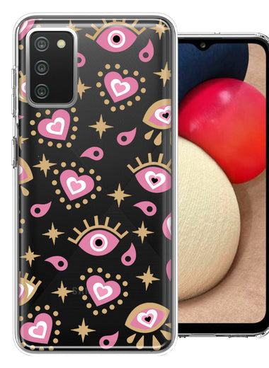 Samsung Galaxy A03S Pink Evil Eye Lucky Love Law Of Attraction Design Double Layer Phone Case Cover