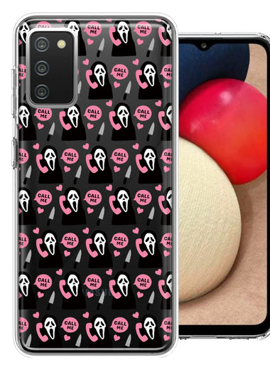 Samsung Galaxy A02S Pink Horror Valentine Character Ghostface Boyfriend Call Me Hearts Double Layer Phone Case Cover