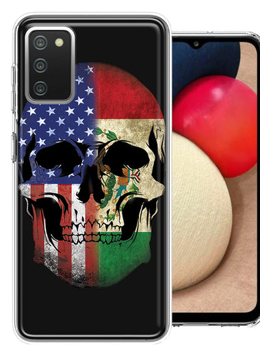 Samsung Galaxy A02S US Mexico Flag Skull Double Layer Phone Case Cover