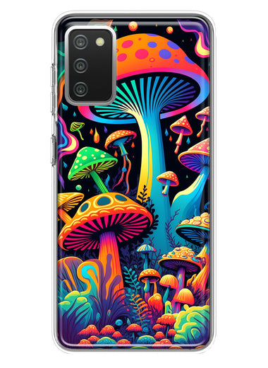 Samsung Galaxy A02S Neon Rainbow Psychedelic Indie Hippie Mushrooms Hybrid Protective Phone Case Cover