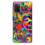 Samsung Galaxy A02S Neon Rainbow Psychedelic Hippie Wild Flowers Hybrid Protective Phone Case Cover