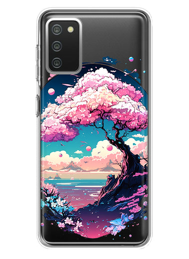 Samsung Galaxy A02S Kawaii Manga Pink Cherry Blossom Japanese Sky Floral Ocean Hybrid Protective Phone Case Cover