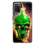 Samsung Galaxy A02S Green Flaming Skull Burning Fire Double Layer Phone Case Cover