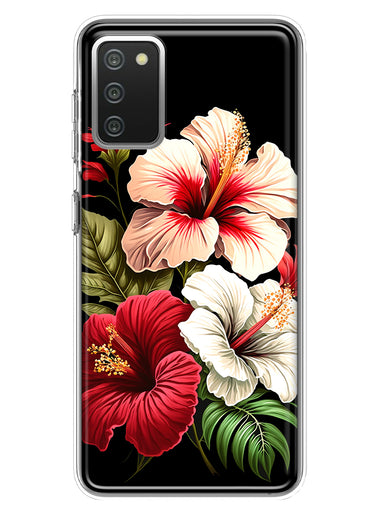 Samsung Galaxy A02S Pink Red Hibiscus Wild Flowers Floral Hybrid Protective Phone Case Cover