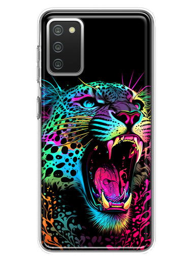 Samsung Galaxy A02S Neon Rainbow Glow Colorful Leopard Hybrid Protective Phone Case Cover