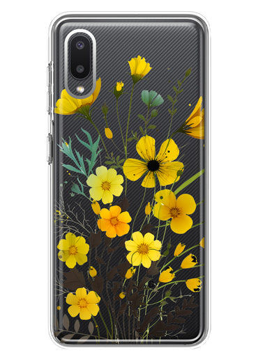 Samsung Galaxy A02 Yellow Summer Flowers Floral Hybrid Protective Phone Case Cover
