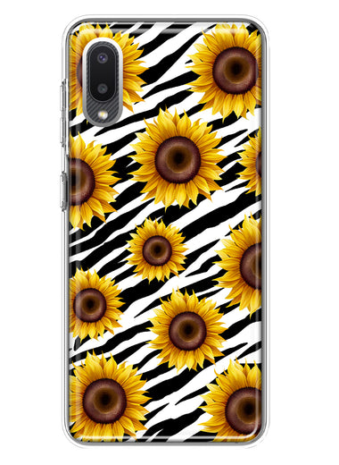 Samsung Galaxy A02 White Zebra Sunflowers Polkadots Double Layer Phone Case Cover