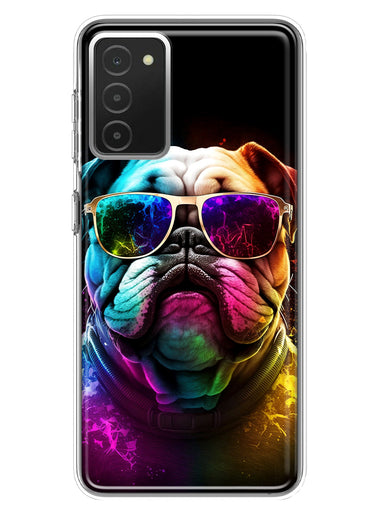 Samsung Galaxy A03S Neon Rainbow Glow Bulldog Hybrid Protective Phone Case Cover