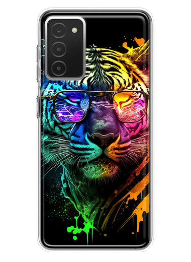 Samsung Galaxy A03S Neon Rainbow Swag Tiger Hybrid Protective Phone Case Cover