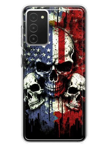 Samsung Galaxy A03S American USA Flag Skulls Blue Red Double Layer Phone Case Cover