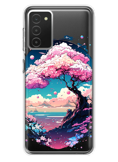 Samsung Galaxy A03S Kawaii Manga Pink Cherry Blossom Japanese Sky Floral Ocean Hybrid Protective Phone Case Cover