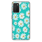 Samsung Galaxy A03S Turquoise Teal White Daisies Cute Daisy Polka Dots Double Layer Phone Case Cover