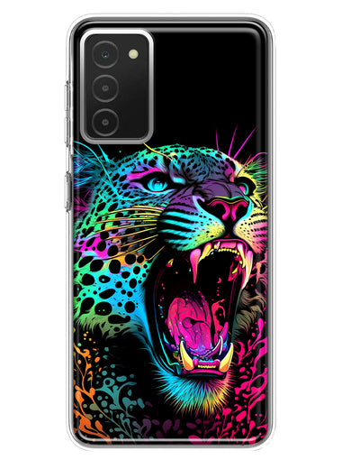Samsung Galaxy A03S Neon Rainbow Glow Colorful Leopard Hybrid Protective Phone Case Cover