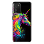 Samsung Galaxy A03S Neon Rainbow Glow Unicorn Floral Hybrid Protective Phone Case Cover