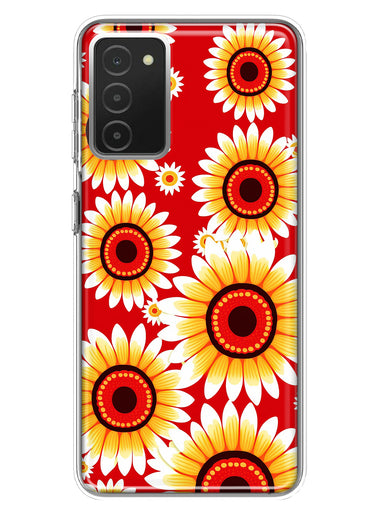Samsung Galaxy A03S Yellow Sunflowers Polkadot on Red Double Layer Phone Case Cover