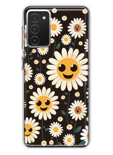 Samsung Galaxy A03S Cute Smiley Face White Daisies Double Layer Phone Case Cover