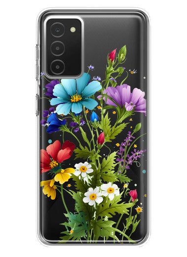Samsung Galaxy A03S Purple Yellow Red Spring Flowers Floral Hybrid Protective Phone Case Cover