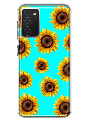Samsung Galaxy A03S Yellow Sunflowers Polkadot on Turquoise Teal Double Layer Phone Case Cover