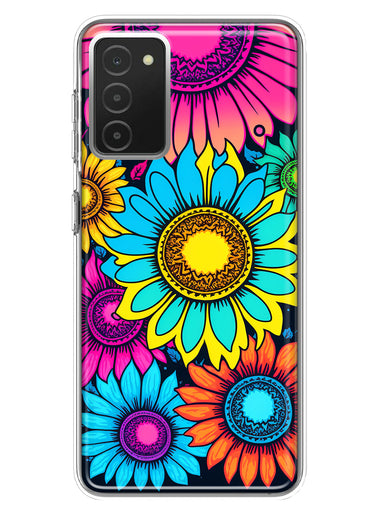 Samsung Galaxy A03S Vintage Colorful Abstract Sunflowers Floral Double Layer Phone Case Cover