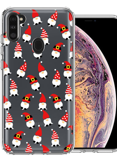 Samsung Galaxy A11 Cute Red Christmas Holiday Santa Gnomes Design Double Layer Phone Case Cover