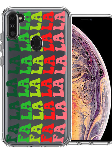 Samsung Galaxy A11 Deck The Halls Christmas Carol Falala Festive Lyric Vintage 70s Letters Double Layer Phone Case Cover