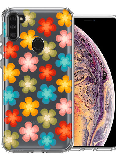 Samsung Galaxy A11 Groovy Gradient Retro Color Flowers Double Layer Phone Case Cover