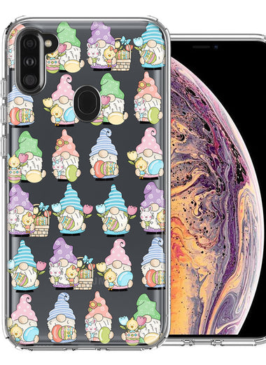 Samsung Galaxy A11 Pastel Easter Cute Gnomes Spring Flowers Eggs Holiday Seasonal Double Layer Phone Case Cover
