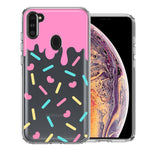 Samsung Galaxy A11 Pink Drip Frosting Cute Heart Sprinkles Kawaii Cake Design Double Layer Phone Case Cover
