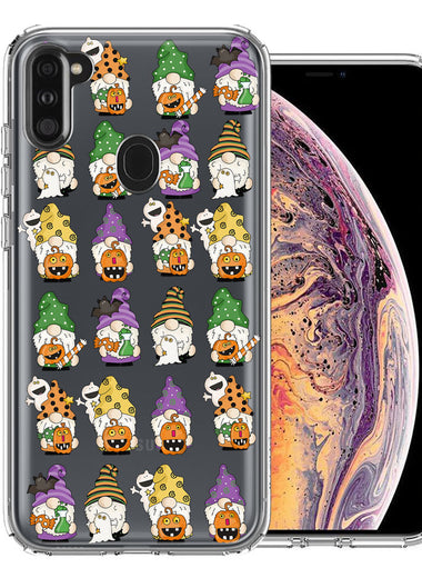 Samsung Galaxy A11 Spooky Halloween Gnomes Cute Characters Holiday Seasonal Pumpkins Candy Ghosts Double Layer Phone Case Cover