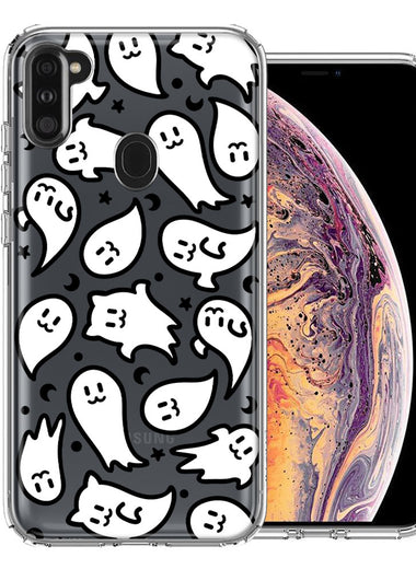 Samsung Galaxy A11 Kawaii Manga Cute Halloween Ghosts Spirits Design Double Layer Phone Case Cover
