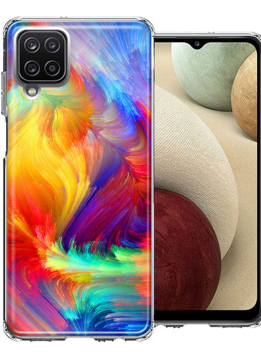 Samsung Galaxy A12 Colorful Feather Paint Double Layer Phone Case Cover