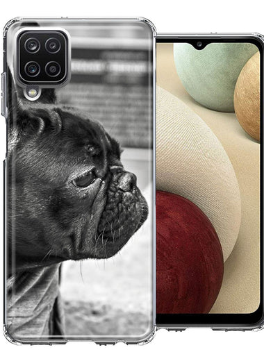 Samsung Galaxy A12 Black French Bulldog Double Layer Phone Case Cover