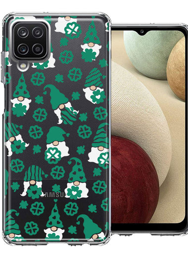 Samsung Galaxy A12 Lucky Green St Patricks Day Cute Gnomes Shamrock Polkadots Double Layer Phone Case Cover