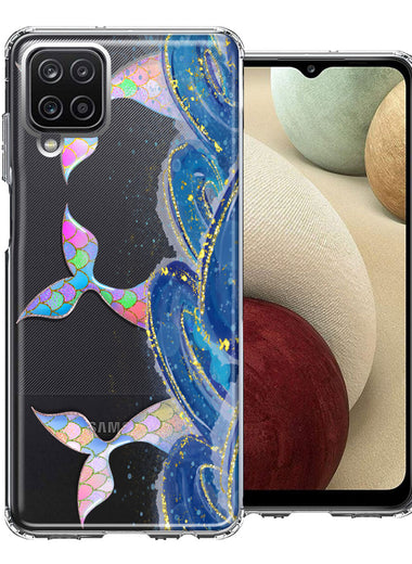 Samsung Galaxy A12 Rainbow Mermaid Tails Scales Ocean Waves Beach Girls Summer Double Layer Phone Case Cover