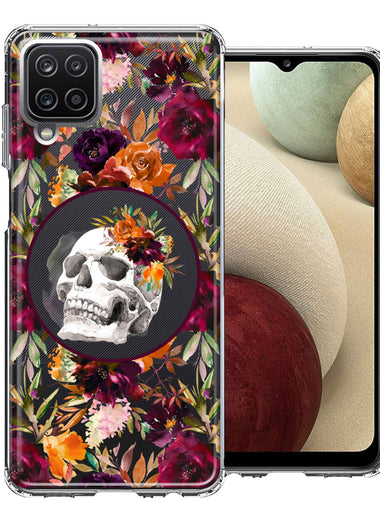 Samsung Galaxy A12 Romance Is Dead Valentines Day Halloween Skull Floral Autumn Flowers Double Layer Phone Case Cover