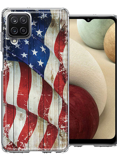 Samsung Galaxy A12 Vintage USA Flag Double Layer Phone Case Cover