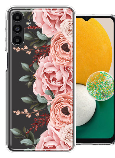For Samsung Galaxy A13 Blush Pink Peach Spring Flowers Peony Rose Phone Case Cover