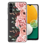 For Samsung Galaxy A13 Blush Pink Peach Spring Flowers Peony Rose Phone Case Cover