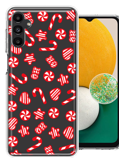 Samsung Galaxy A13 Christmas Winter Red White Peppermint Candies Swirls Candycanes Design Double Layer Phone Case Cover