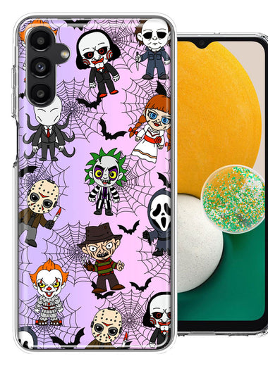 Samsung Galaxy A13 Classic Haunted Horror Halloween Nightmare Characters Spider Webs Design Double Layer Phone Case Cover