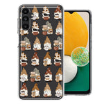Samsung Galaxy A13 Cute Morning Coffee Lovers Gnomes Characters Drip Iced Latte Americano Espresso Brown Double Layer Phone Case Cover