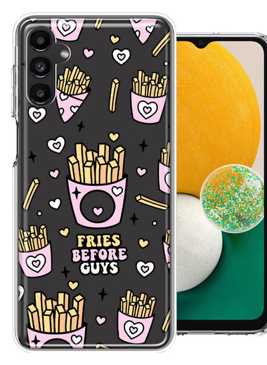 Samsung Galaxy A13 Cute Valentine Pink Love Hearts Fries Before Guys Double Layer Phone Case Cover