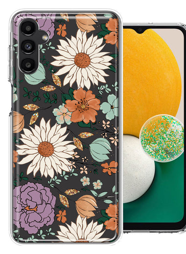 Samsung Galaxy A13 Feminine Classy Flowers Fall Toned Floral Wallpaper Style Double Layer Phone Case Cover