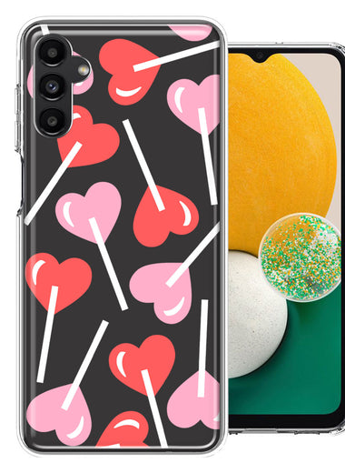 Samsung Galaxy A13 Heart Suckers Lollipop Valentines Day Candy Lovers Double Layer Phone Case Cover