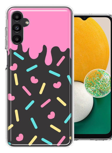 Samsung Galaxy A13 Pink Drip Frosting Cute Heart Sprinkles Kawaii Cake Design Double Layer Phone Case Cover