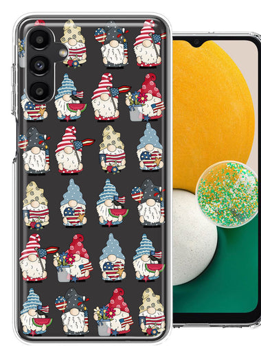 Samsung Galaxy A13 USA Fourth Of July American Summer Cute Gnomes Patriotic Parade Double Layer Phone Case Cover