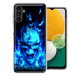 Samsung Galaxy A13 Blue Flaming Skull Double Layer Phone Case Cover