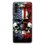 Samsung Galaxy A14 5G American USA Flag Skulls Blue Red Double Layer Phone Case Cover