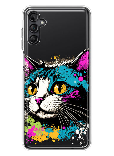 Samsung Galaxy A13 Cool Cat Oil Paint Pop Art Hybrid Protective Phone Case Cover