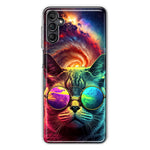 Samsung Galaxy A54 5G Neon Rainbow Galaxy Cat Hybrid Protective Phone Case Cover